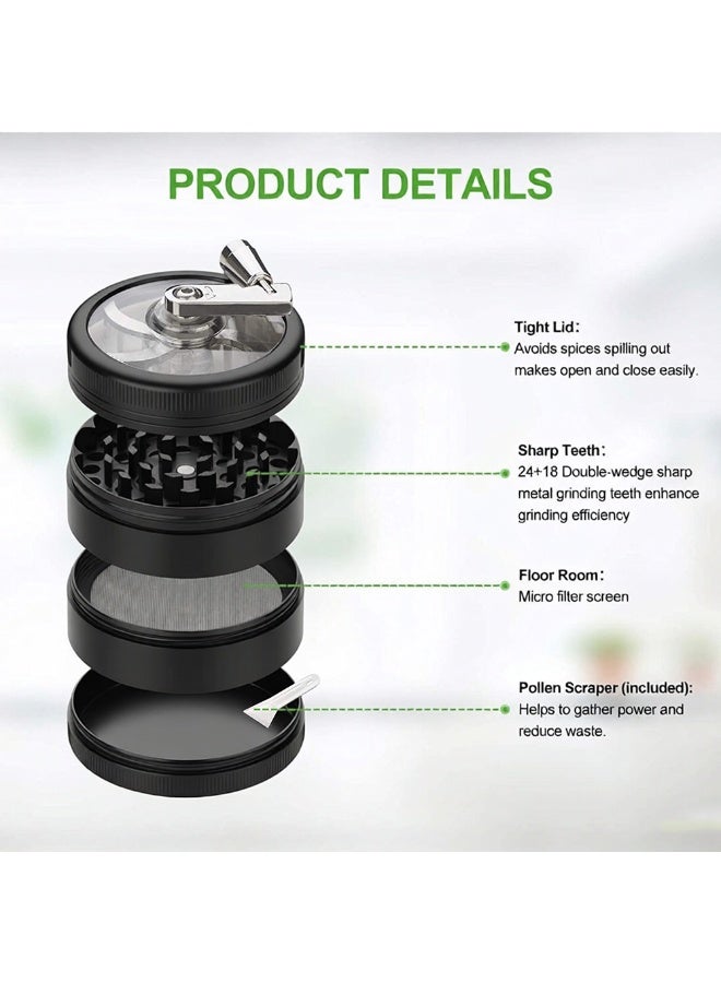 كسارة توابل مكونة من 4 طبقات مع غطاء مغناطيسي لمطحنة القهوة السوداء - Image 2